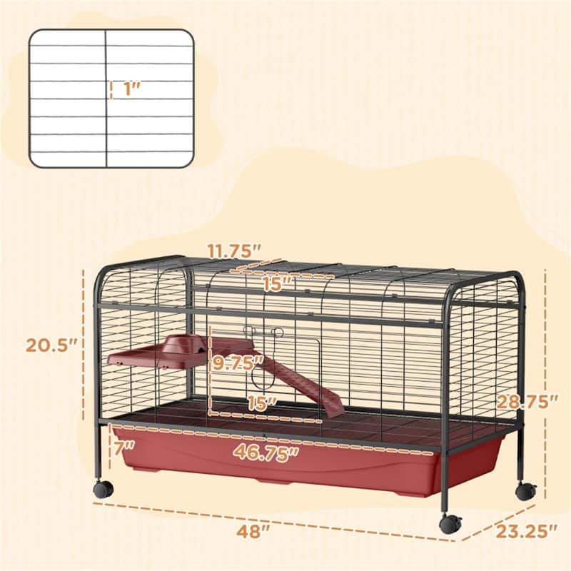 Heavy Duty Pet Cage with Multiple Doors for Easy Access - 48" L x 23.25” W x 28.75" H