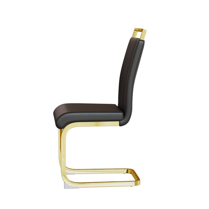Modern Dining Chairs,PU Faux Leather High Back Upholstered Side Chair with Golden Metal Leg