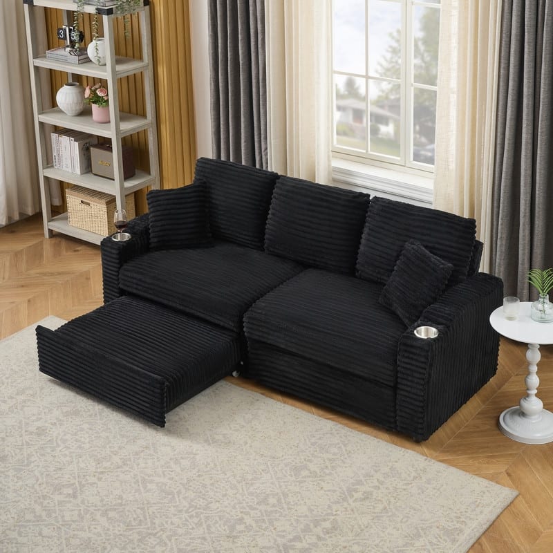80" Cordylona Sofa, Cup Holder, Ottoman Storage