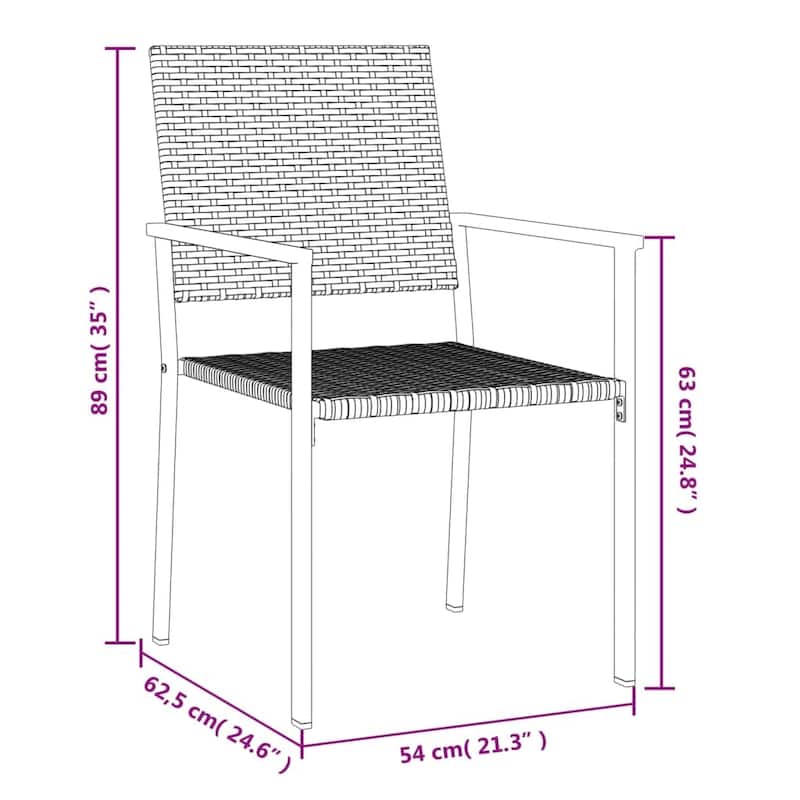 vidaXL Patio Chairs with Cushions 2 pcs Black 21.3"x24.6"x35" Poly Rattan