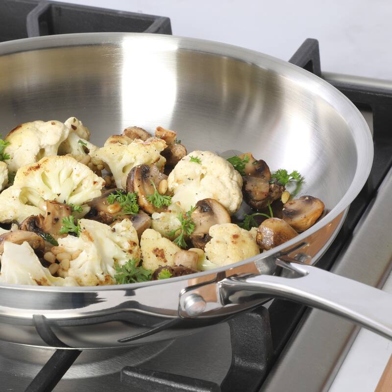 Sur La Table Kitchen Essentials Stainless Steel Frying Pan - Induction Ready Skillet with Tri-Ply Base, Polished Finish