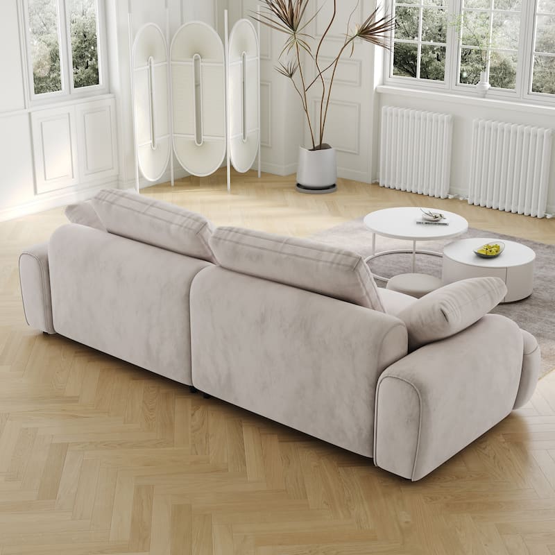 Spacious 3-Seat Modern Sofa with Velvet Upholstery and Easy Assembly