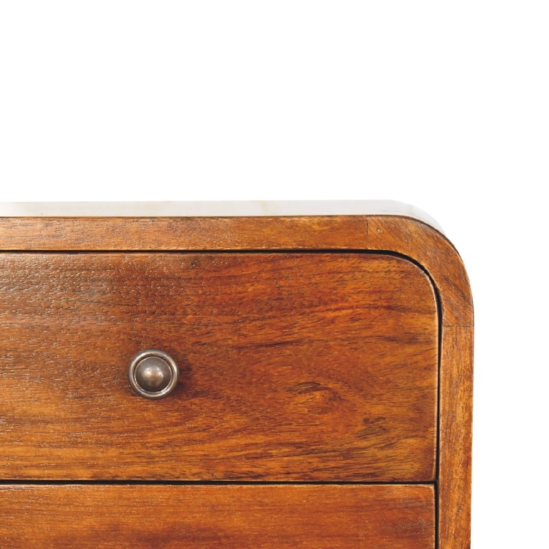 HomeRoots 12" Chestnut Solid Wood Two Drawer Floating Nightstand