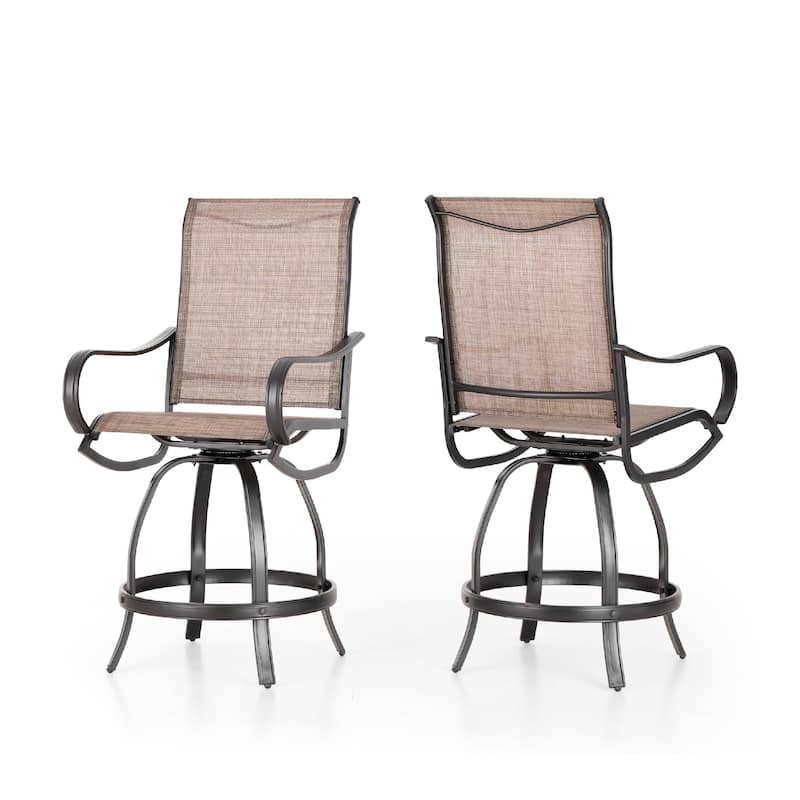 3/5Piece Patio Bar Stool Set of 1 Bar Table & 2/4 Textilene Swivel