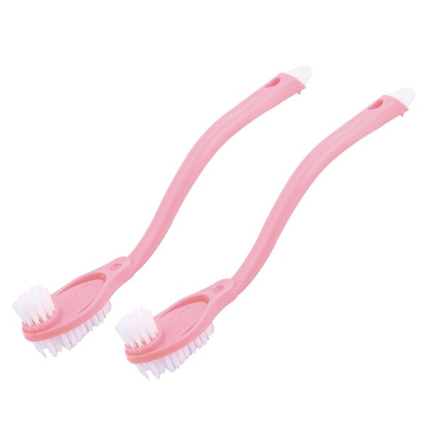 Home Plastic Shoes Clothes Cleaner Washing Tool Cleaning Scrubbing Brush Pink 2pcs