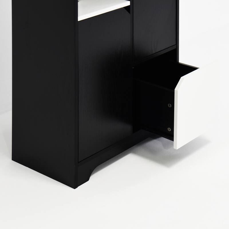 Multifunctional Open Storage Space Bookcase with Doors and Drawer,Modern Style Bedroom Living Room Storage Cabinet