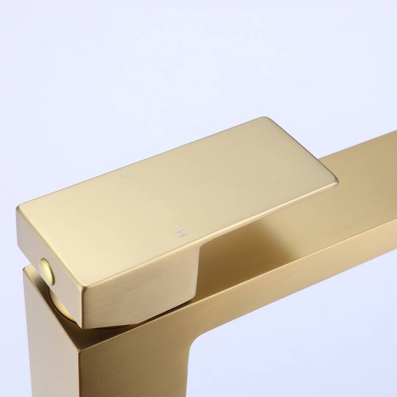 Modland 1-Hole Vessel Bathroom Sink Faucet With Deck Plate in Black/Gold
