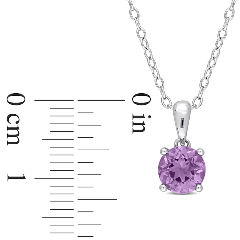 Miadora Birthstone Gemstone Heart Design Solitaire Necklace Sterling Silver