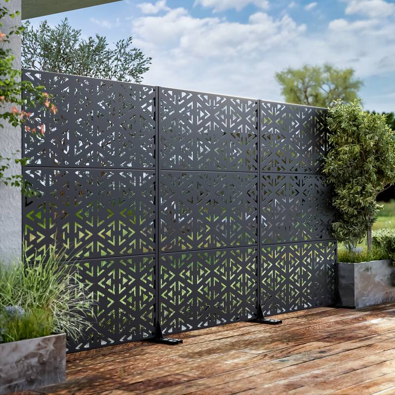 Outdoor Privacy Screen Metal Privacy Screen Panel Free Standing - 72*47