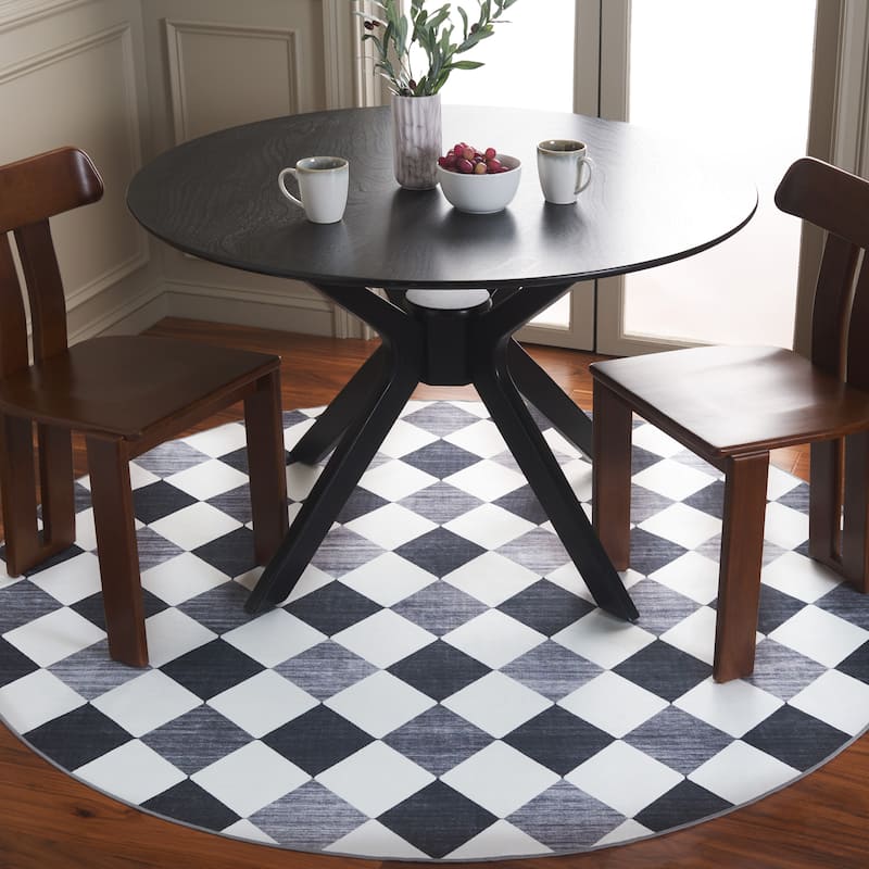 SAFAVIEH Santa Clara Manervia Modern & Contemporary Rug - 6' Round - Ivory/Grey Black