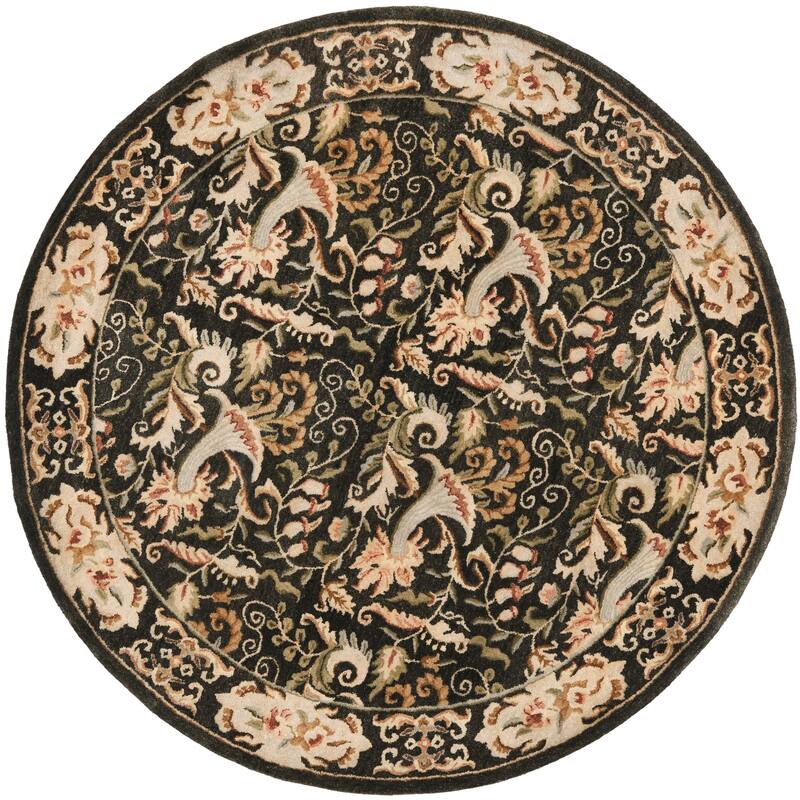 SAFAVIEH Handmade Bergama Mika Oriental Wool Rug - 6' Round - Charcoal