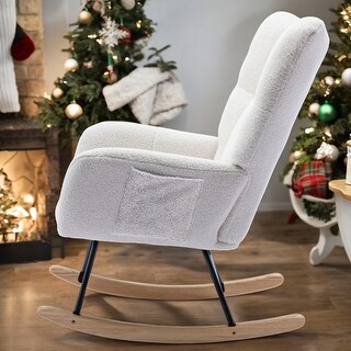 Rocking Chair, Soft Teddy Velvet Fabric Rocking Chair for Nursery - Bed ...