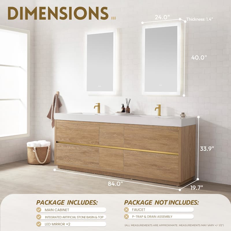 Huesca Double Bath Vanity with Composite Sink Top and Mirror
