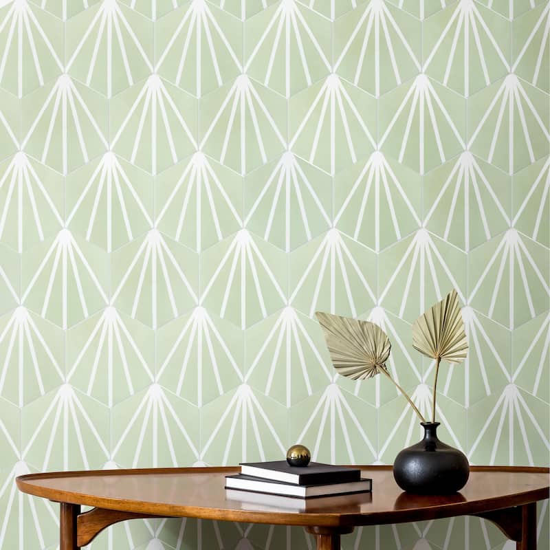 Merola Tile Horizon Dusk Hex Verde 7-3/4" x 9" Porcelain Floor and Wall Tile