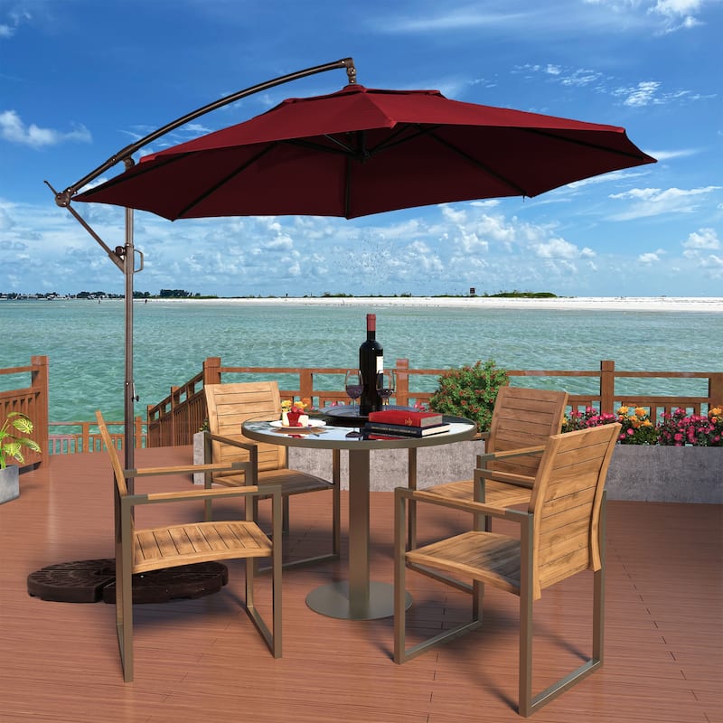 11FT Outdoor Cantilever Umbrella 360 Rotation Patio Offset Umbrella