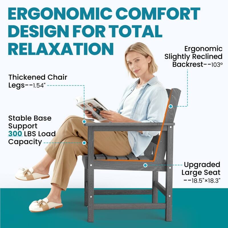 Gray 5/7-Piece HDPE Wood Grain Patio Outdoor Dining Set with Armrest & Umbrella Hole