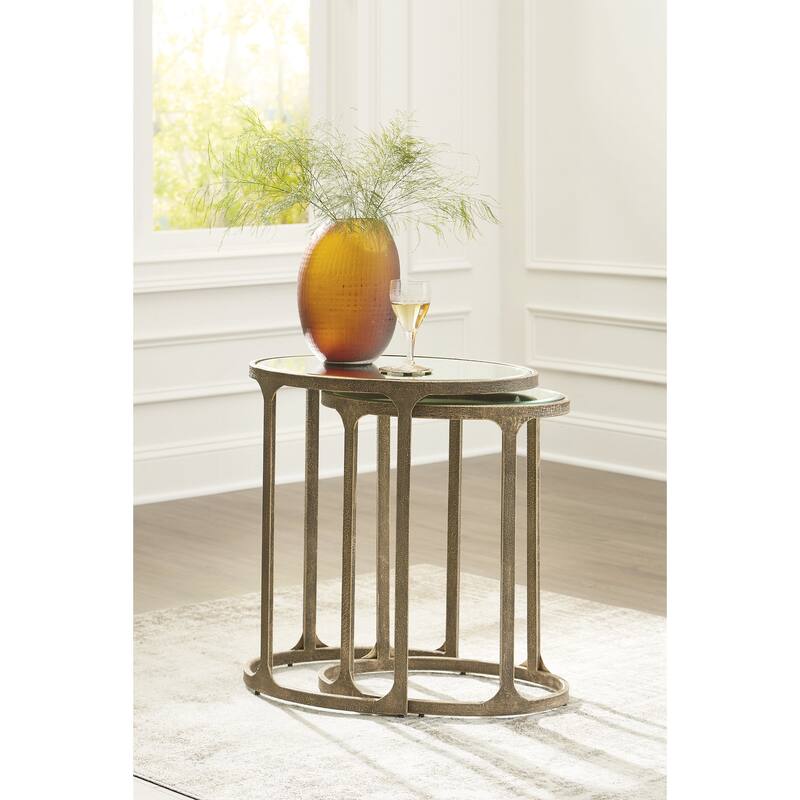 Signature Design by Ashley Irmaleigh Gold/Clear Accent Table (Set of 2) - 22"W x 15.5"D x 24.13"H