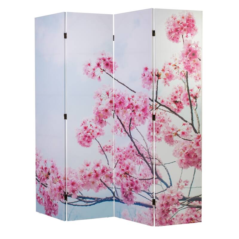 American Art Decor Double-Sided Canvas Room Divider, 4 Panels, 70" H x 63" L