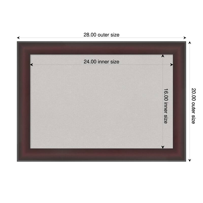 Grand Cherry Narrow Framed Cork Board - Bulletin Board, Organization Board, Pin Board - Grey - 28 x 20 in