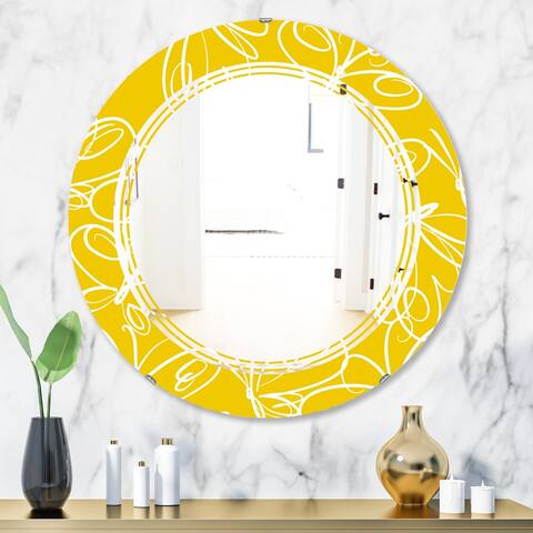 Designart 'Butterflies hand drawn color pattern' Modern Round or Oval Wall Mirror - Triple C