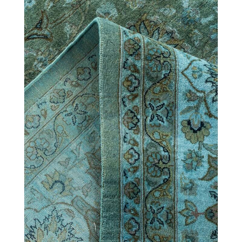 Overton Hand Knotted Wool Vintage Inspired Modern Contemporary Overdyed Gray Area Rug - 9' 2" x 11' 10"