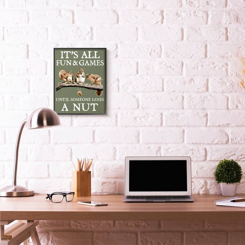 Stupell Loses A Nut Funny Squirrel Animal Word Design Framed Wall Art