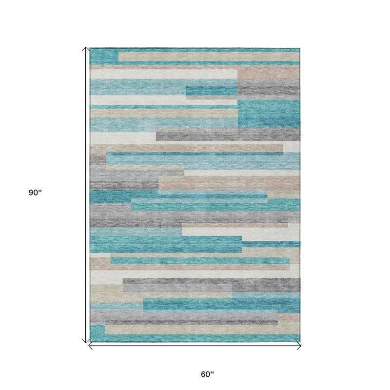 HomeRoots Striped Transitional Rectangle Outdoor Rug