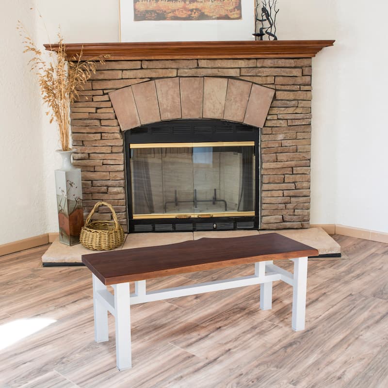Acacia Live Edge 46 inch Bench - White - 17"Wx46"Lx18.5"H