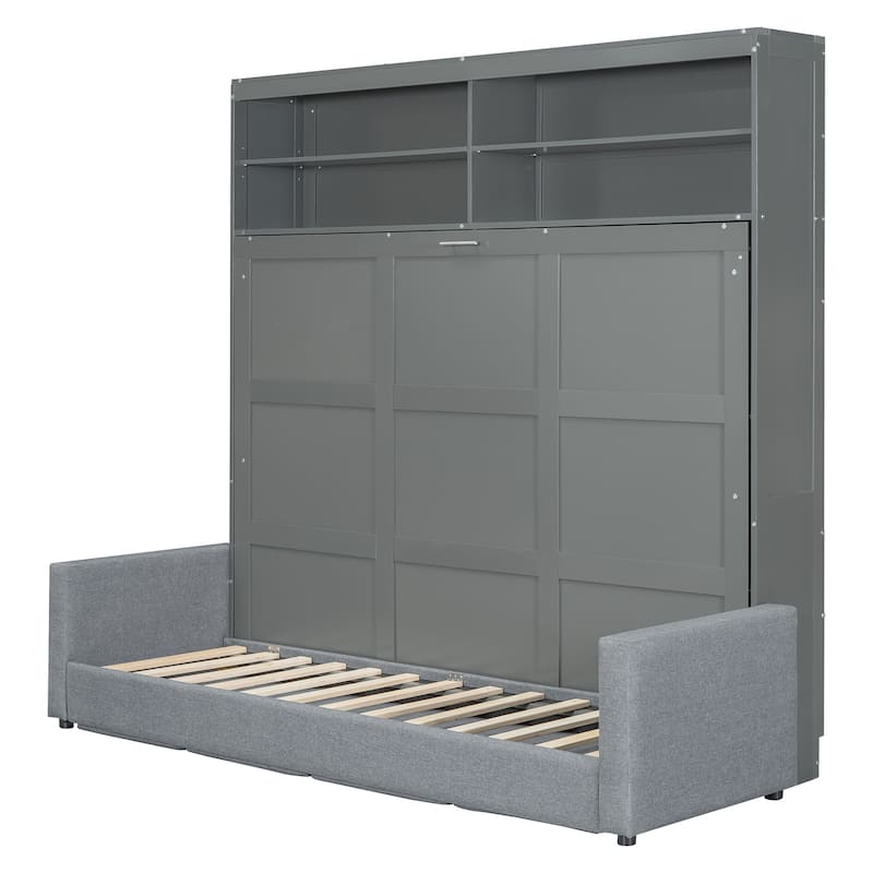 Queen Murphy Bed with Integrated Sofa - Space-Efficient Wall Bed with Easy Fold Mechanism