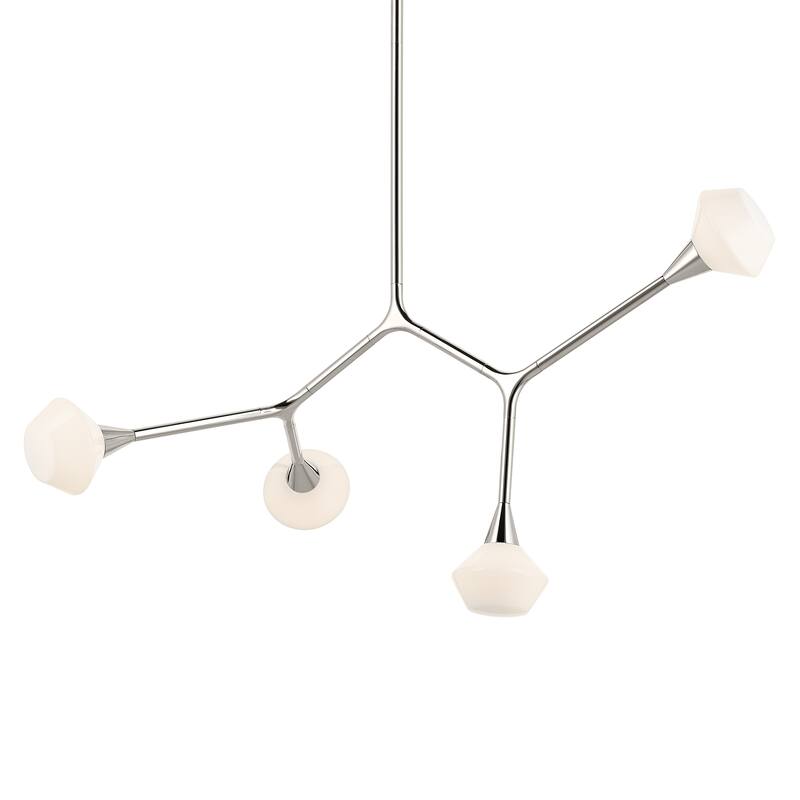 Cassius 39.5 Inch 4 Light Convertible Chandelier with Opal Glass in Polished Nickel