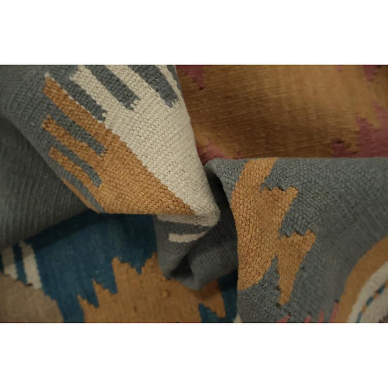 Hand Woven Oriental 100% Wool Carpet Southwestern Tribal Greys & Charcoal Kilim Area Rug - 6' 10'' X 4' 8''