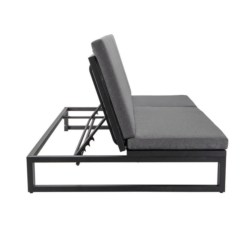 Chelsea Polyester Fabric Outdoor Lounge Chair with Four-Level Adjustable Backrest and Powder-Coated Aluminum Frame