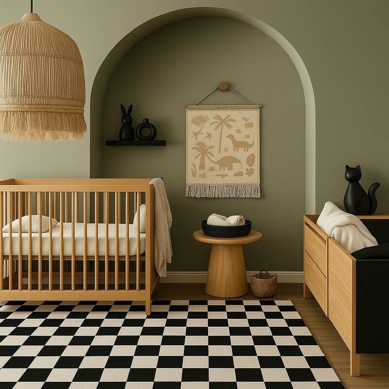 Rug Branch Kids Metro Checkered Noir Black Indoor Soft Area Rug
