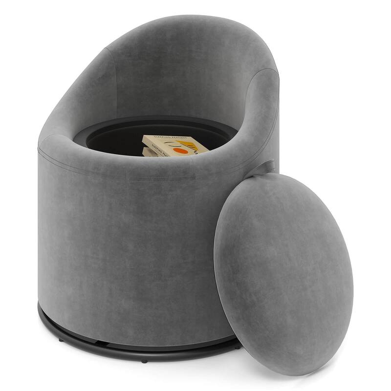Costway 1/2 PCS Barrel Chair with Storage 360° Swivel Upholstered - See Details