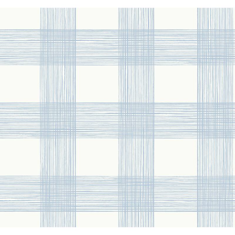 A-Street Prints Scarborough Light Blue Striated Plaid Wallpaper