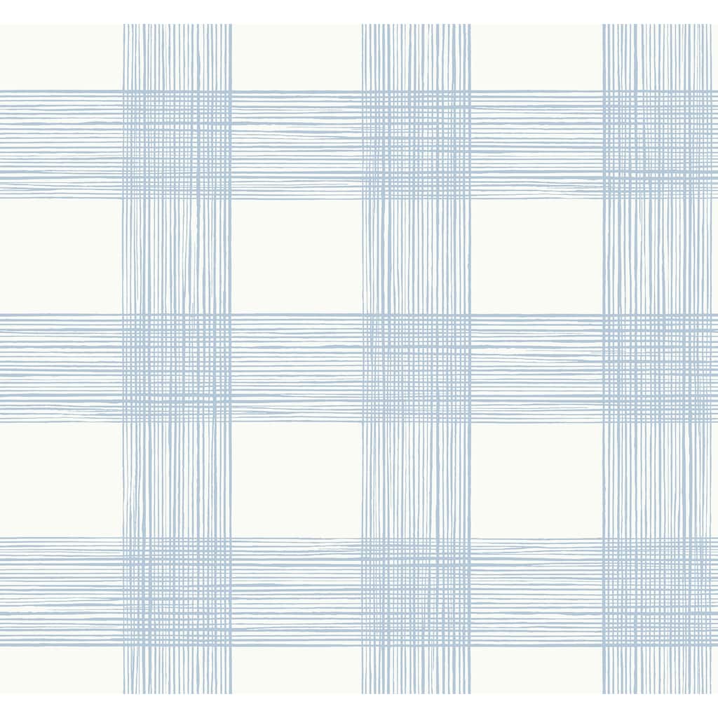 A-Street Prints Scarborough Light Blue Striated Plaid Wallpaper