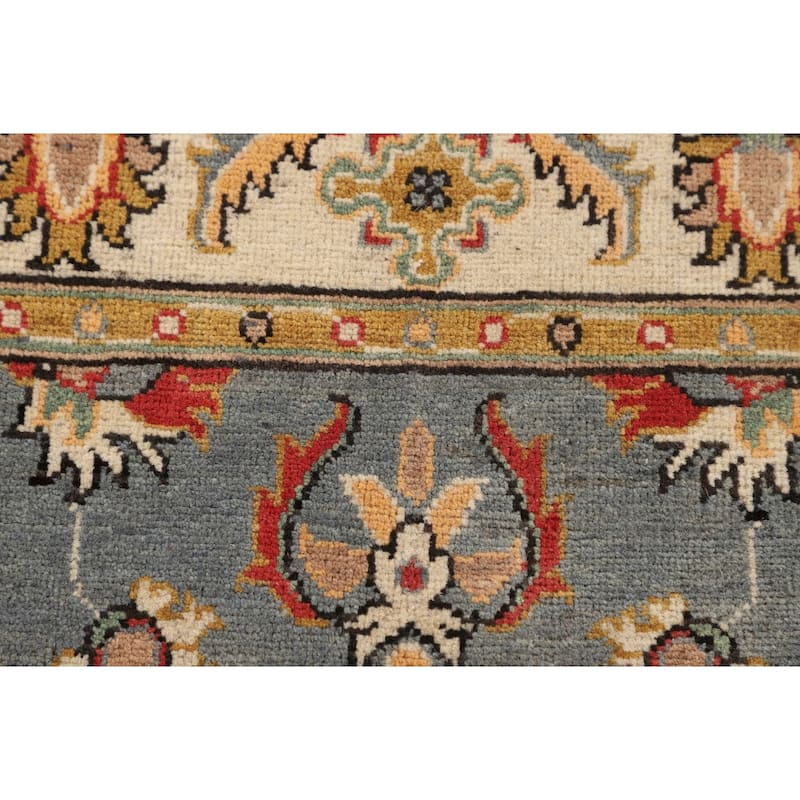 Floral Gray Oushak Accent Rug Handmade Wool Carpet - 3'2" x 4'11"