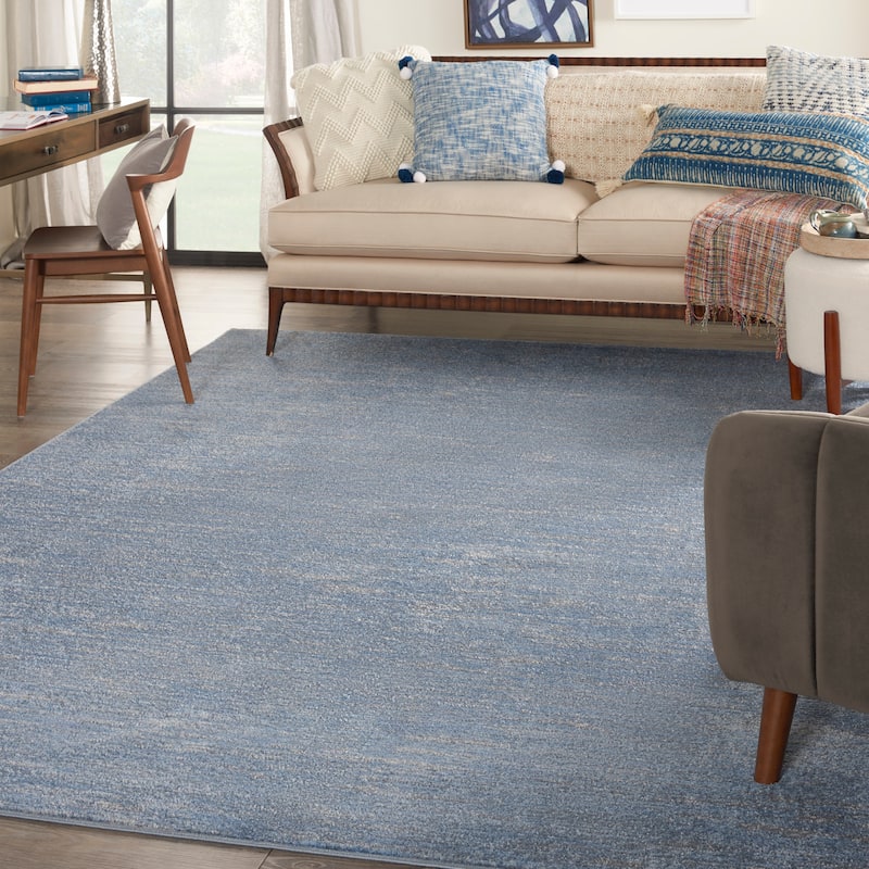 Nourison Essentials Solid Contemporary Indoor/Outdoor Area Rug - 4' x 6' - Blue/Grey