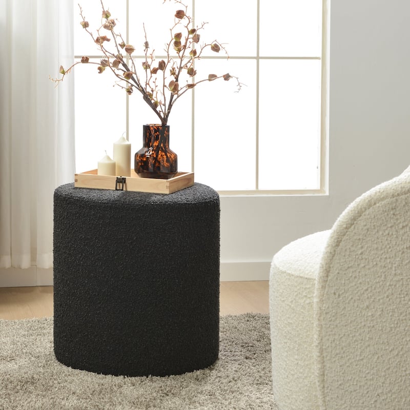 KINWELL Round Upholstered Pouf Ottoman Footrest