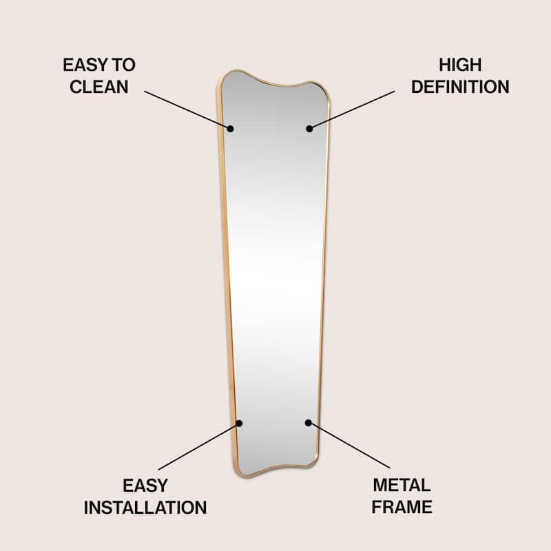 JONATHAN Y Metal Framed Wall Mounted Full-Length Mirror - 59.06 H x 19.69 W x 1.08 D