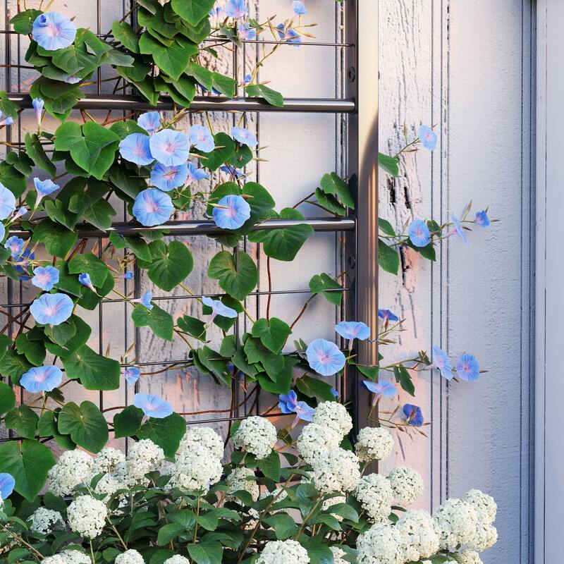 Outsunny Galvanized Raised Garden Bed with Trellis, Outdoor Planter Box for Climbing Vines Vegetables Flowers, Metal Garden Box