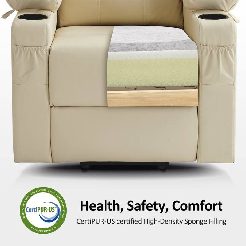 MCombo Small Power Lift Recliner Chair with Massage and Heat for Elderly, 3 Positions and USB Ports Faux leather 7141