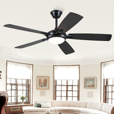 46“/52” Inch Modern Ceiling Fan with LED and Remote,5 Plywood Blades,Remote and APP Control