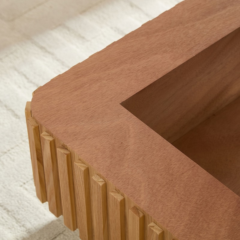 35.43 Inch Modern Handcraft Drum Coffee Table Square Coffee Table for Living Room