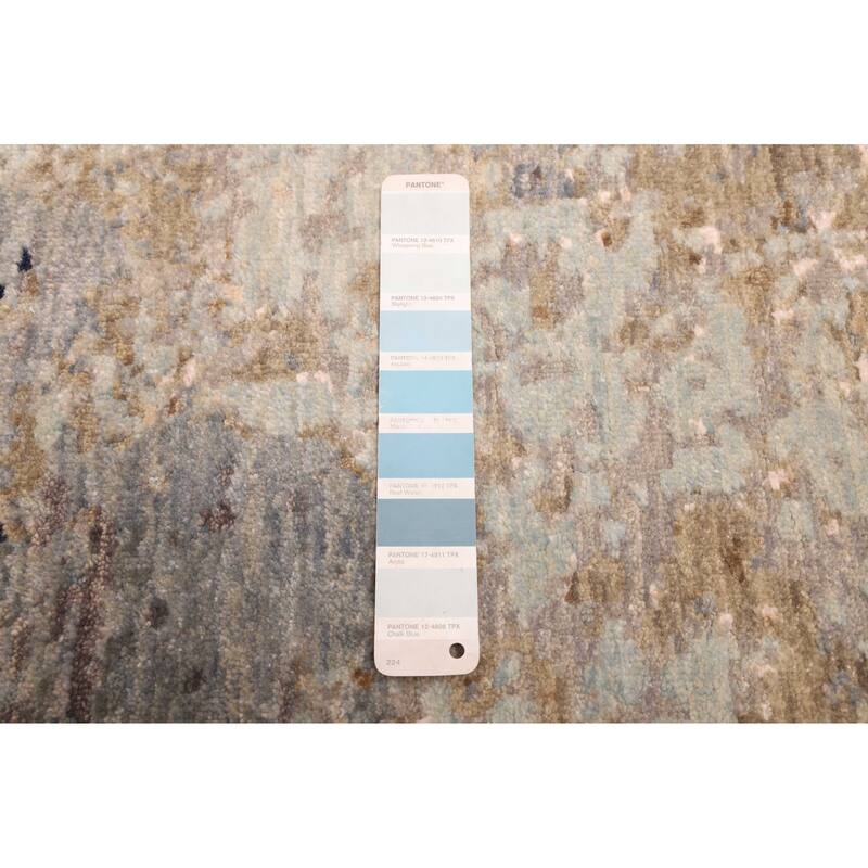 ECARPETGALLERY Hand-knotted Legacy Light Blue Silk, Wool Rug - 2'6 x 10'0