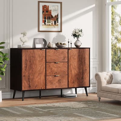 Buffet Cabinet with Drawers, 51.2'' Large Sideboard Buffet Credenza Storage Cabinet with Shelves and Doors