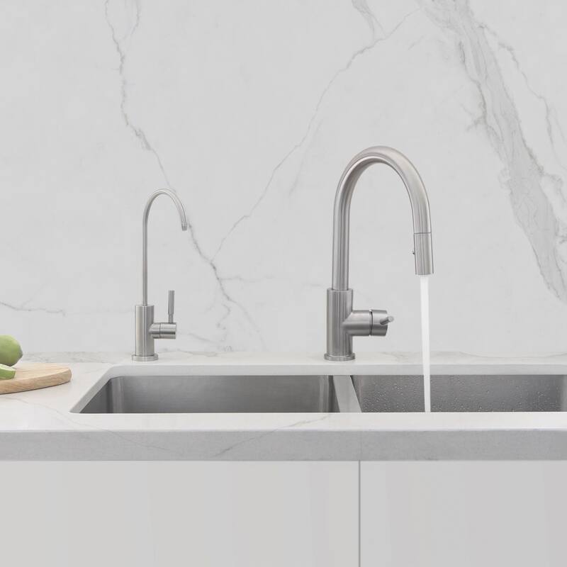 STYLISH Pull Dow Kitchen Faucet + Water Tap - Stainless Steel Finish