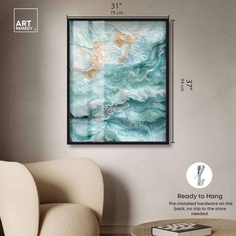 Teal Tiered Turbulence Shadowbox by Art Remedy