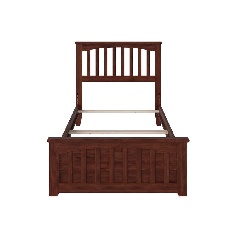 Mission Twin XL Foundation Bed Frame with Matching Footboard in Walnut