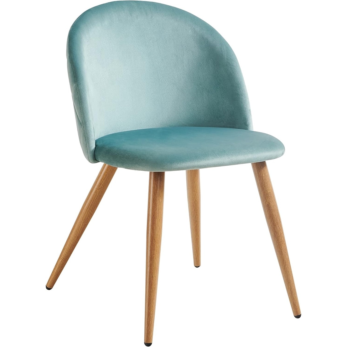 Modern Mid-Century Velvet Upholstered Dining Chair with Metal Legs, Set of 1, Lake Green